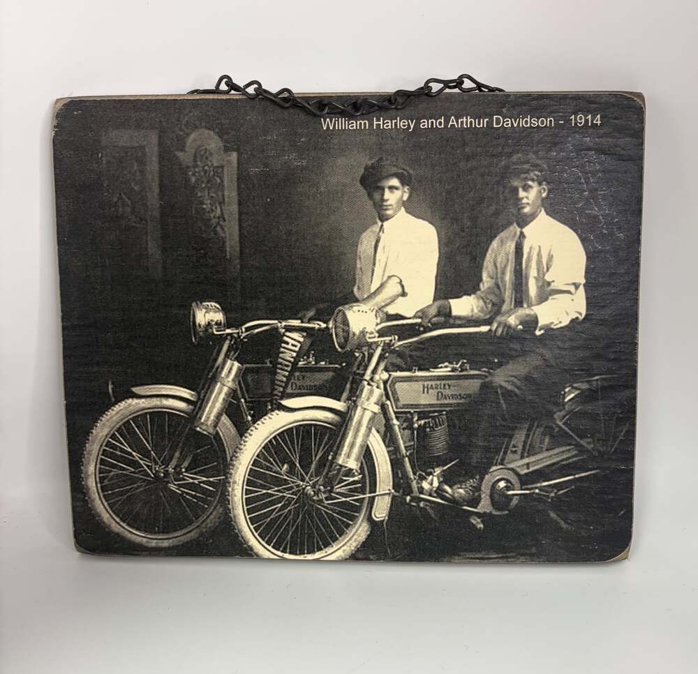 Harley-Davidson Wall Plaque, William Harley and Arthur Davidson 1914 Photo Print